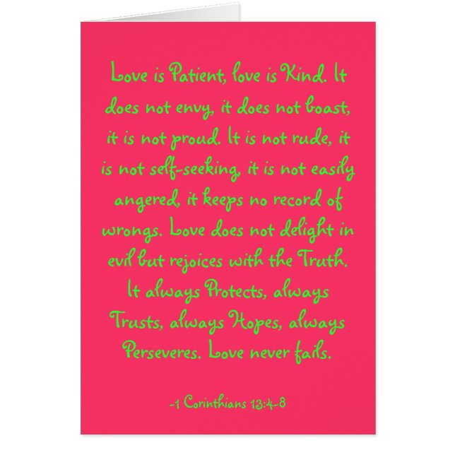 El amor es paciente, amor es bueno. No envidia… (Frente)