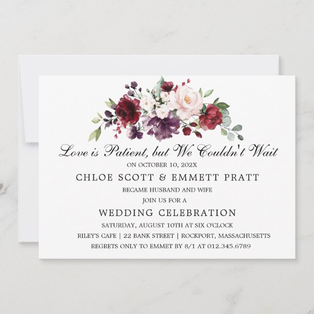 El amor es paciente Anuncio de bodas Invitación (Anverso)