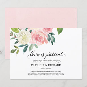 El amor es paciente Blush floral anuncio de aplaza