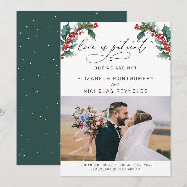 El amor es paciente nosotros no | Anuncio de Boda (Anverso / Reverso)