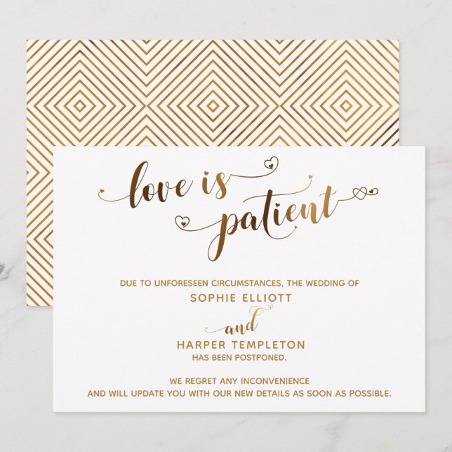 El amor es paciente Tarjeta de regalo con guion do (Anverso / Reverso)