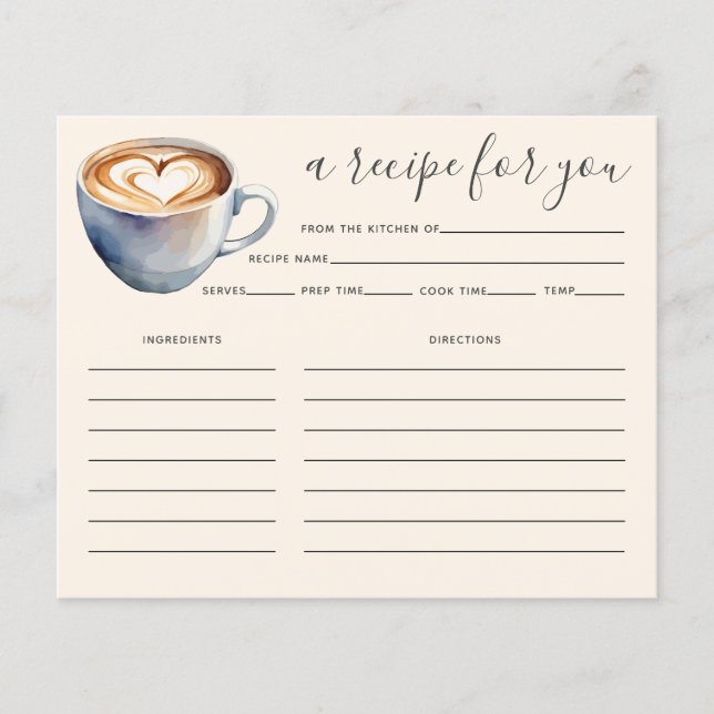 El amor es preparar café, tarjeta de receta de duc (Anverso)