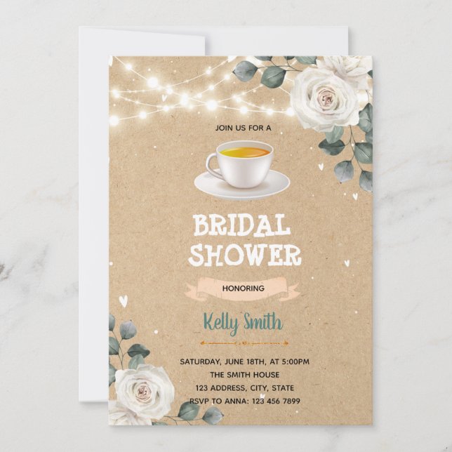 El amor es preparar té invitación para la ducha de (Anverso)