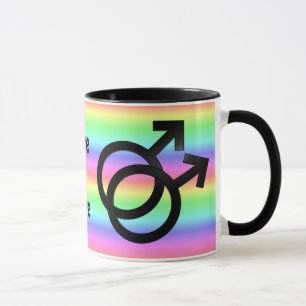 El amor es taza gay del arco iris de los pares del