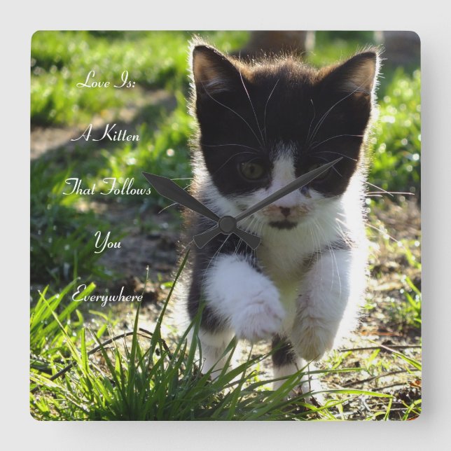 El amor es un reloj de pared del gatito (Anverso)