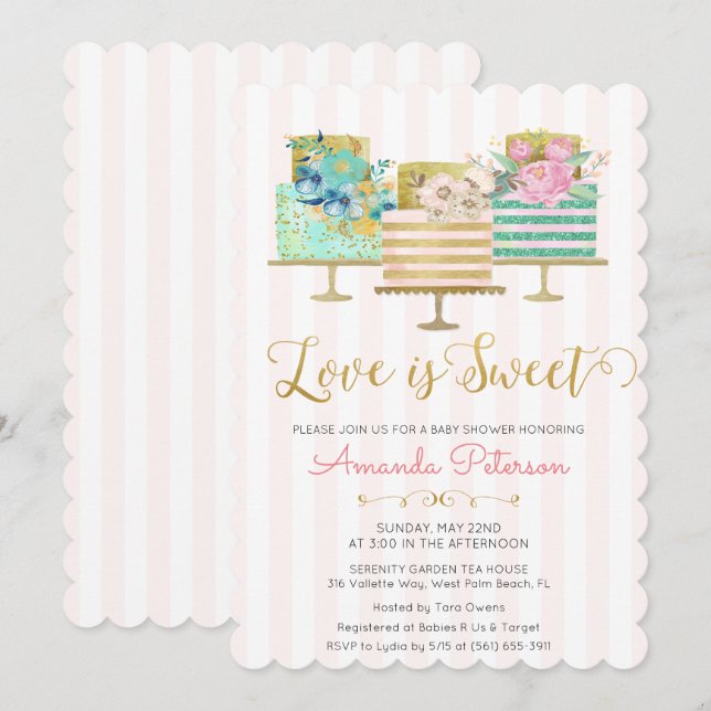 El amor es una invitación dulce de Baby Shower (Anverso / Reverso)