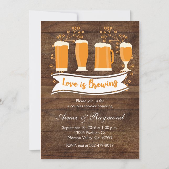 El amor está elaborando cerveza la invitación de (Anverso)