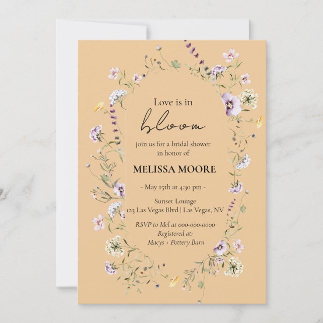 El Amor Está En Bloom Bridal Shower Invitación (Anverso)