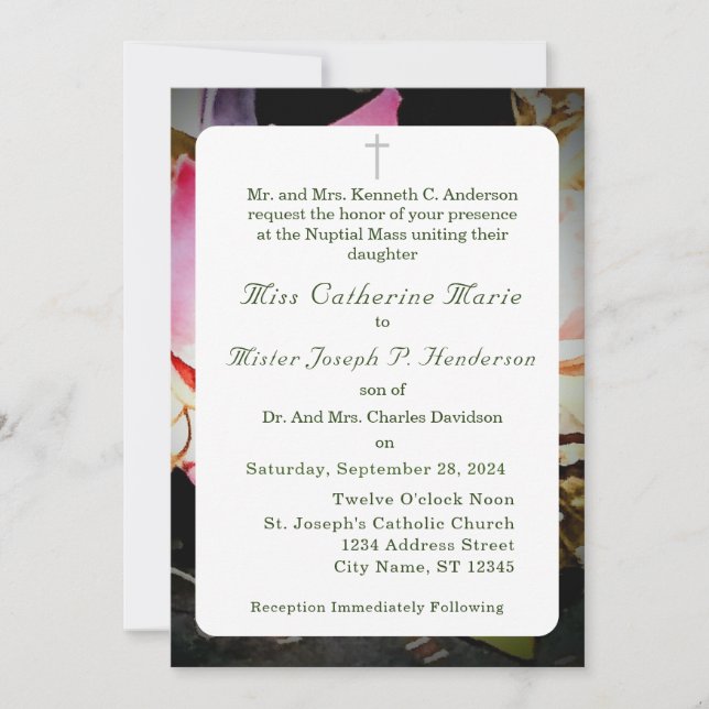 El amor está en la invitación a una boda Rosa/foto (Anverso)