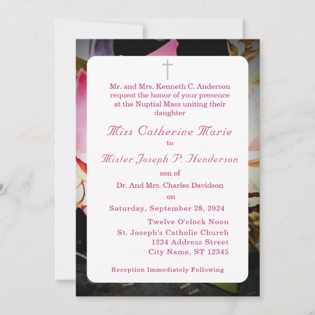 El amor está en la invitación a una boda Rosa/foto (Anverso)