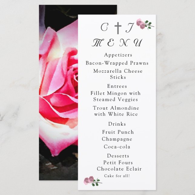 El amor está en la tarjeta de menú de la recepción (Anverso / Reverso)