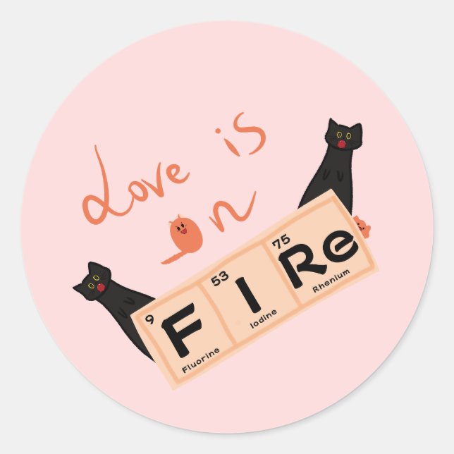 El amor está en llamas Pegatina gracioso (Anverso)