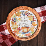 El amor está fraguando el otoño la vajilla de duch<br><div class="desc">El amor está fraguando el otoño con el tema de la ducha de novia vajilla de papel personalizado,  hojas de cascada de otoño y guirnaldas de bayas y taza de té de calabaza para las toallas de ducha de fiesta de té con tema otoñal con ducha de novia</div>