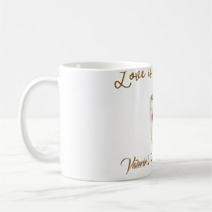 El amor está preparando taza de café blanca corazó