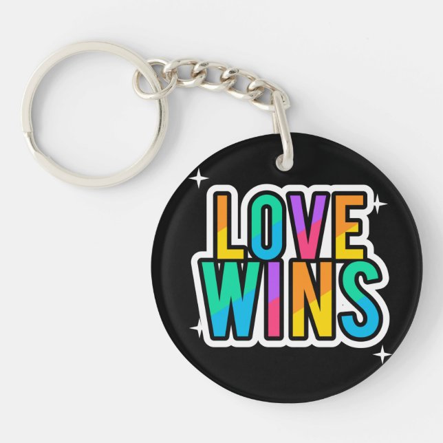 El amor gana. LGBTQ+Orgullo. Arcoíris. Llavero (Frente)