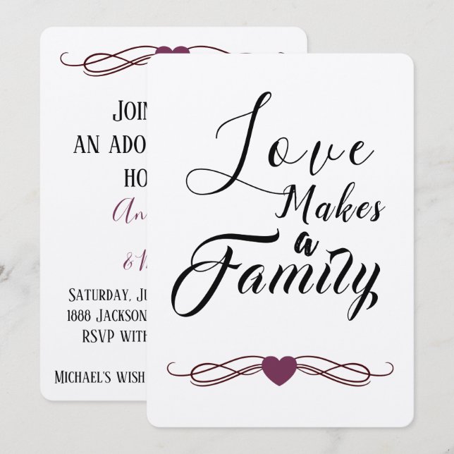 El amor hace a una familia - invitaciones de la (Anverso / Reverso)