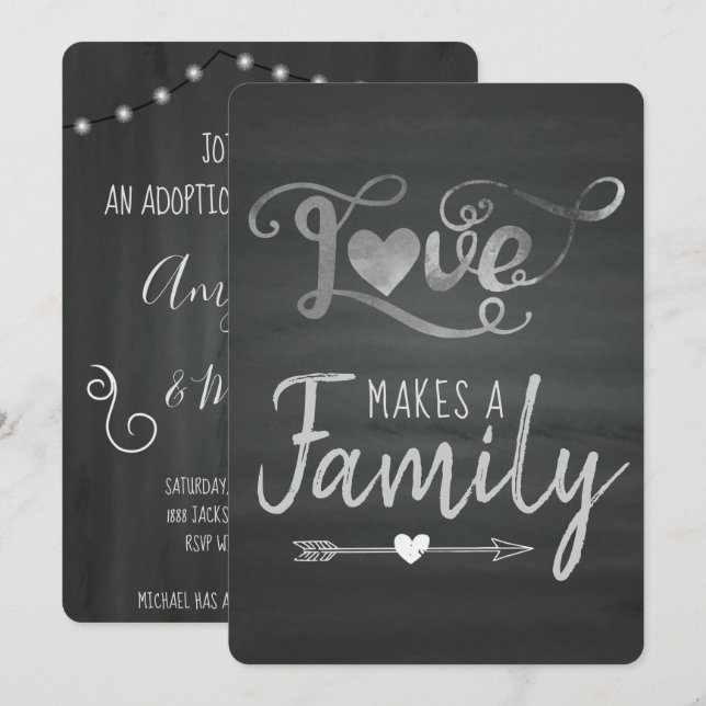 El amor hace una familia - Invitaciones de adopció (Anverso / Reverso)
