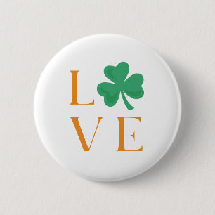 El amor irlandés Shamrock botón simple verde y Nar