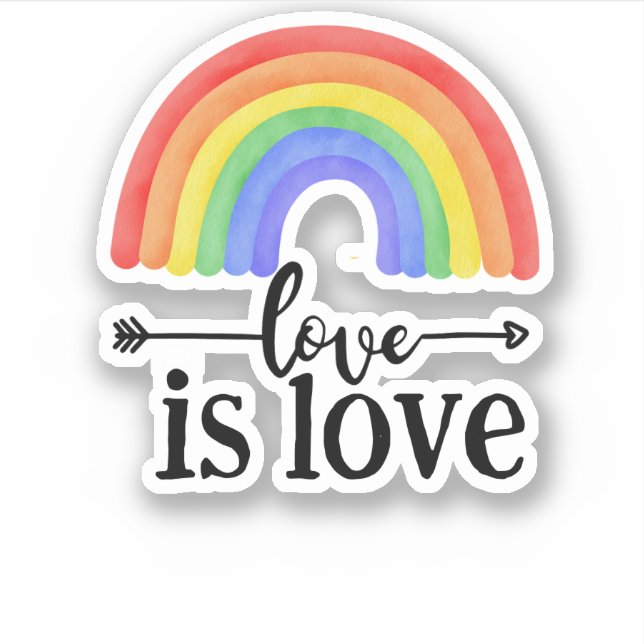 El amor LGBTQ es amor Pegatina arcoiris (Anverso)
