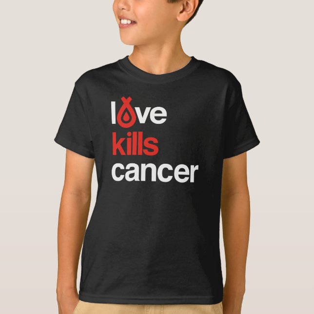 El amor mata al cáncer - la camiseta del niño (Anverso)