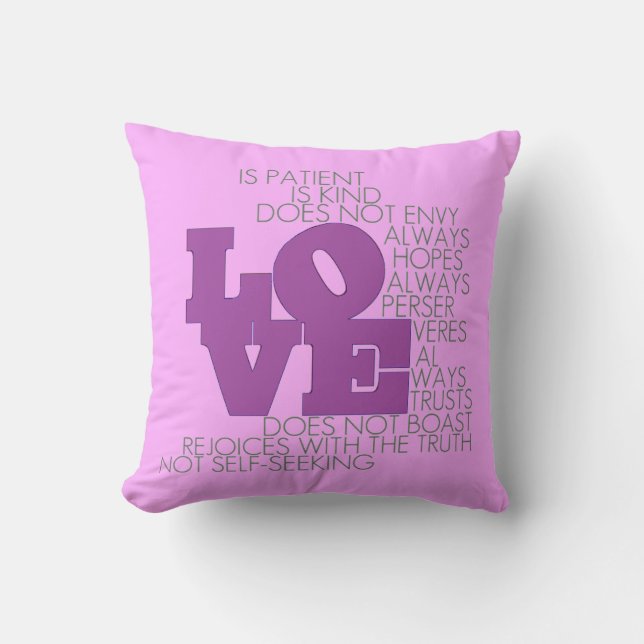 El amor nunca falla el almohada (rosa) (Anverso)