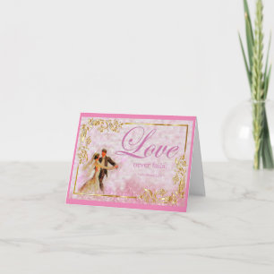 El amor nunca falla en la tarjeta de Boda o aniver