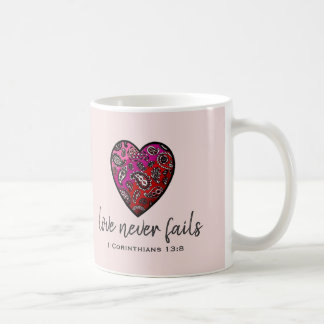 El amor nunca falla la taza del corazón