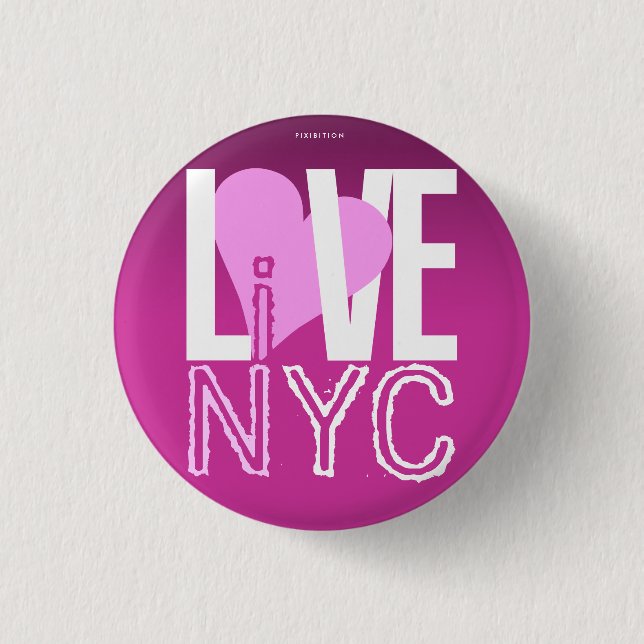 El amor NYC vive en rosa de botón de NYC (Anverso)