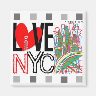 El amor NYC y vive en imán cuadrado de NYC
