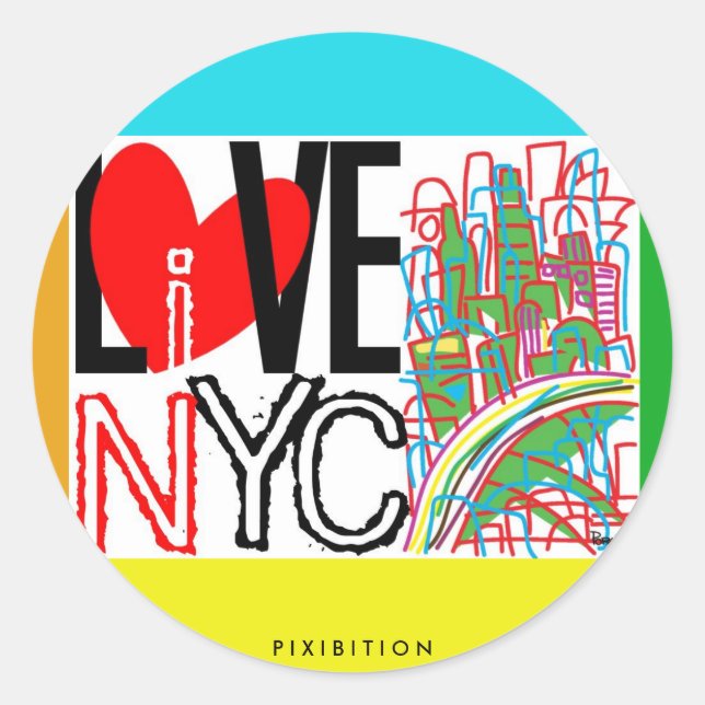 El amor NYC y vive en pegatina de NYC (Anverso)