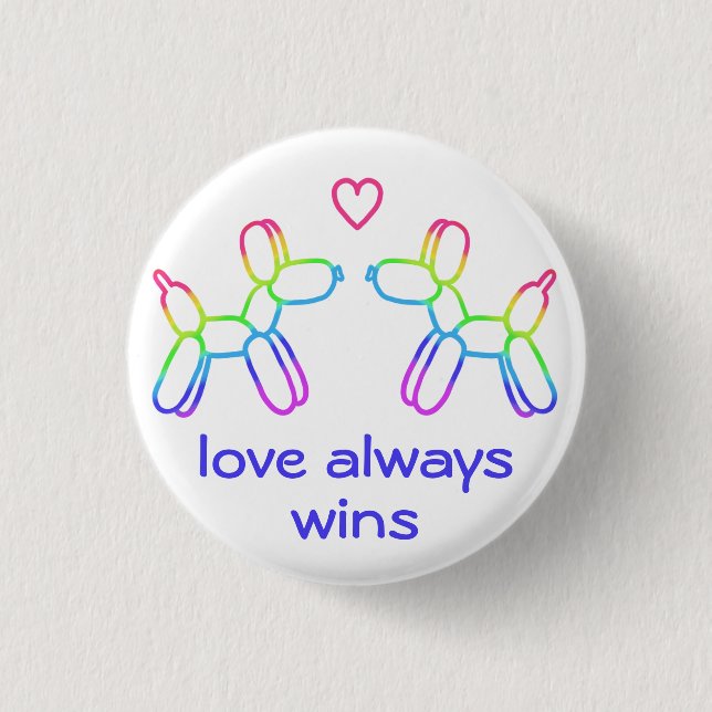 El amor siempre gana el botón Perros en globo arco (Anverso)