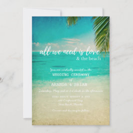 El amor y la invitación a la boda en la playa
