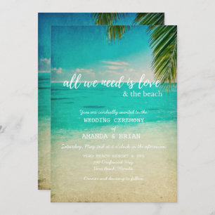 El amor y la invitación a la boda en la playa