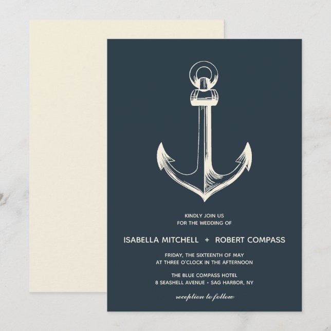 El ancla azul | Invitación a la boda (Anverso / Reverso)