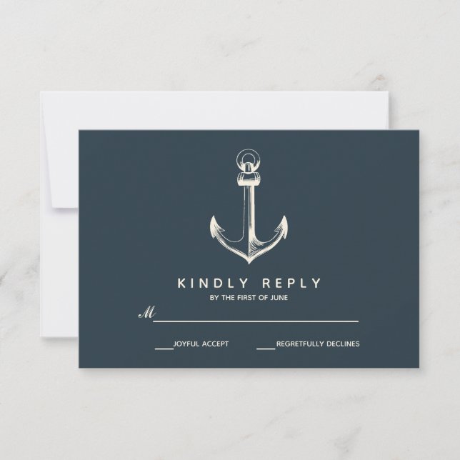 El ancla azul | RSVP de boda (Anverso)