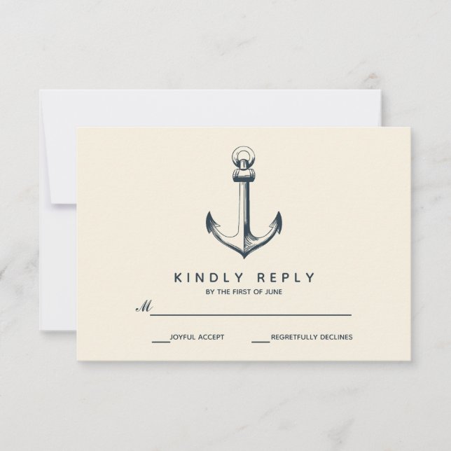 El ancla azul | RSVP de boda (Anverso)