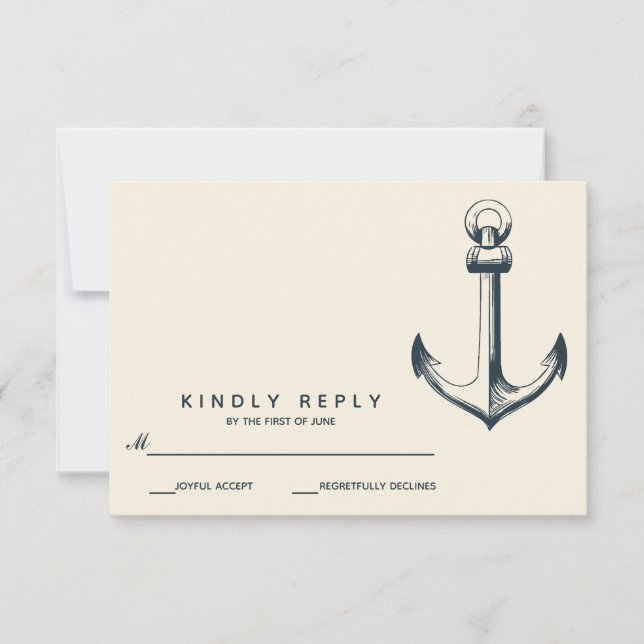 El ancla azul | RSVP de boda (Anverso)