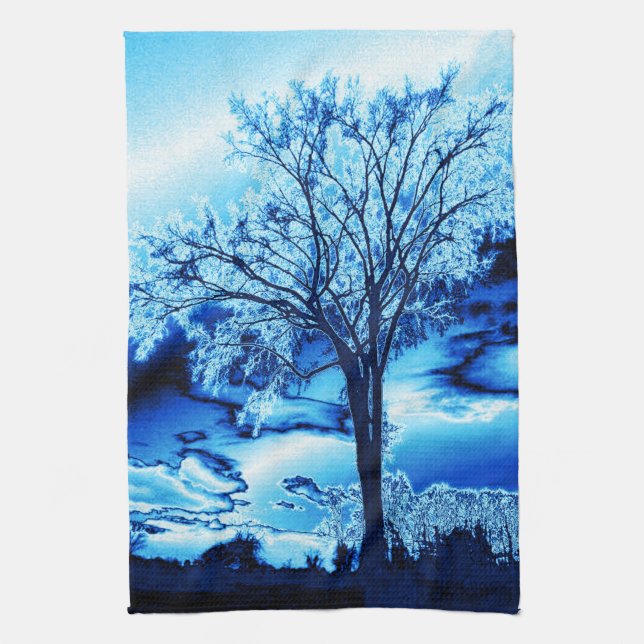 El árbol con toalla de cocina de hielo azul (Vertical)