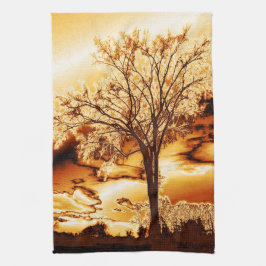 El árbol con toalla de cocina de oro fundido