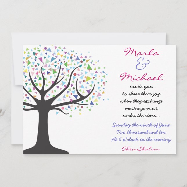 El árbol de la invitación de la boda de la vida (Anverso)