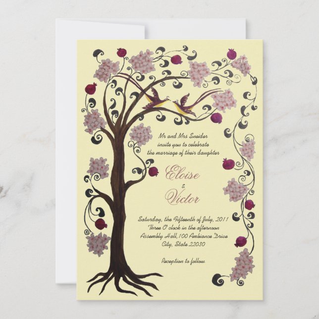 El árbol de la invitación del boda de la vida (v) (Anverso)