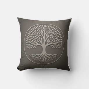 El árbol de la vida Cojín decorativo gris de la ge