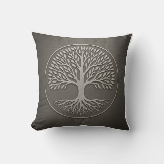 El árbol de la vida Cojín decorativo gris de la ge