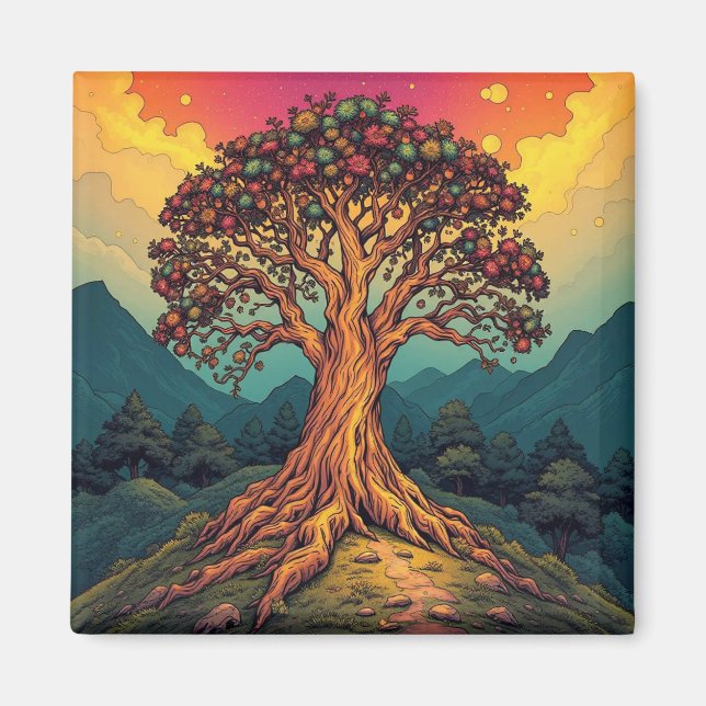 El árbol de la vida imán del refrigerador (Frente)