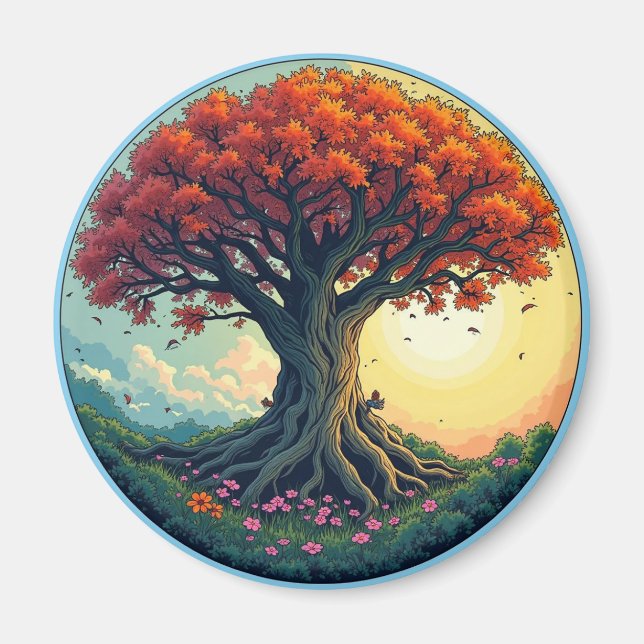 El árbol de la vida imán del refrigerador (Frente)