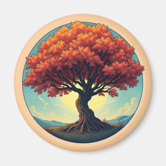 El árbol de la vida imán del refrigerador (Frente)