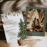 El árbol de Navidad enciende la invitación a la bo<br><div class="desc">El Árbol Rústico De Navidad De Boho Enciende La Invitación A La Boda De La Fiesta De Invierno. Estilo bohemiano Invitación botánica de gota con botánicos de pino y árbol rústico elegante y sencillo en acuarela impresa a mano. El color de fondo del Sage Green es magnífico para los bodas...</div>
