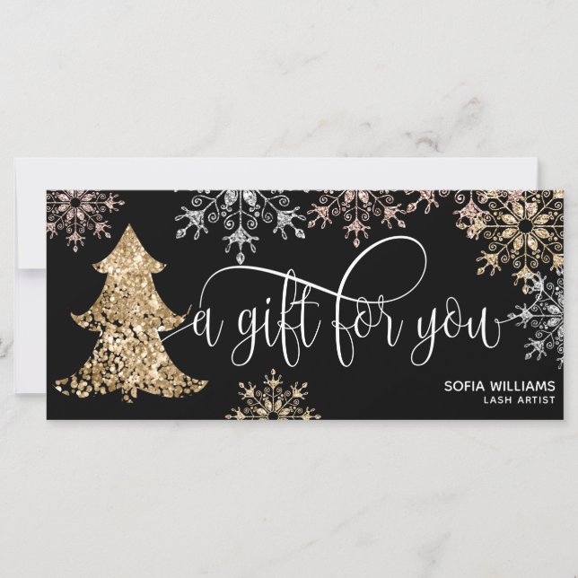 El árbol de Navidad Purpurina moderno copos de nie (Anverso)