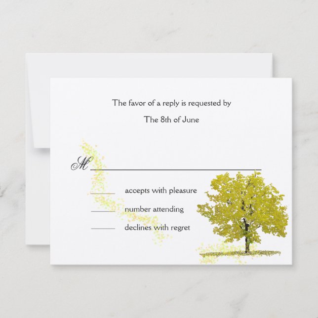 El árbol de otoño responde a las tarjetas de oro (Anverso)