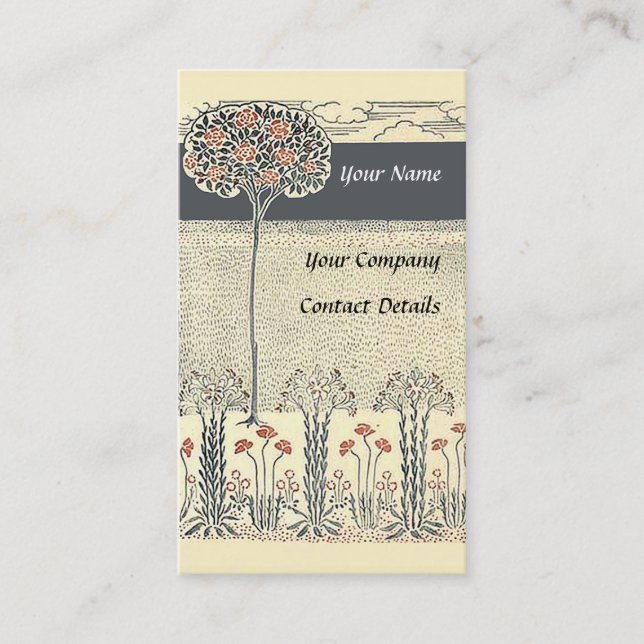 El árbol del rosa rojo con rojo florece la tarjeta (Anverso)